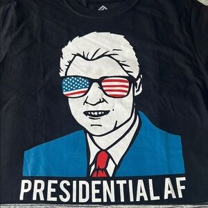 Bill Clinton Black Graphic T-Shirt with Presidential AF Design SZ Medium